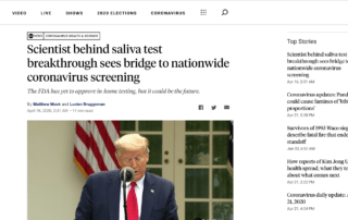 ABC NEWS-Scientist behind saliva test breakthrough sees bridge to nationwide coronavirus screening