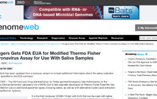 Genomeweb-FDA EUA for Coronavirus Assay for Using Saliva Samples with Spectrum Solutions