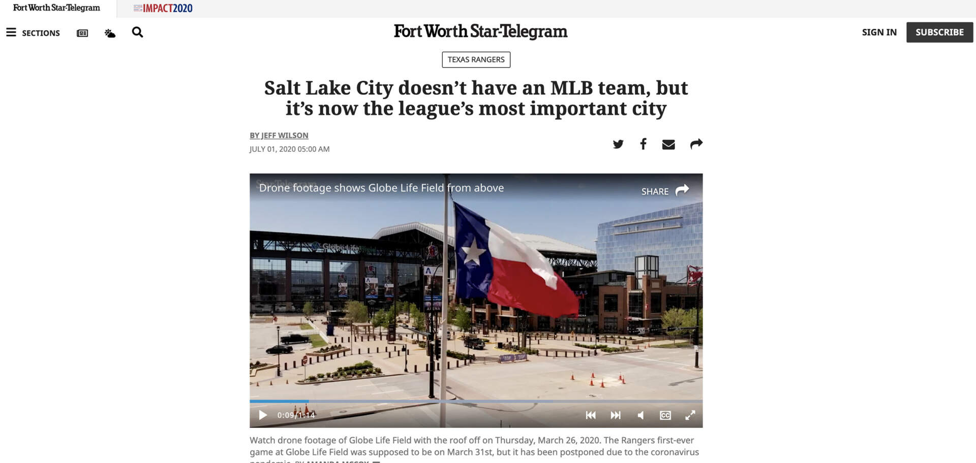 TEXAS RANGERS-Salt Lake City doesnt have an MLB team but its now the leagues most important cit