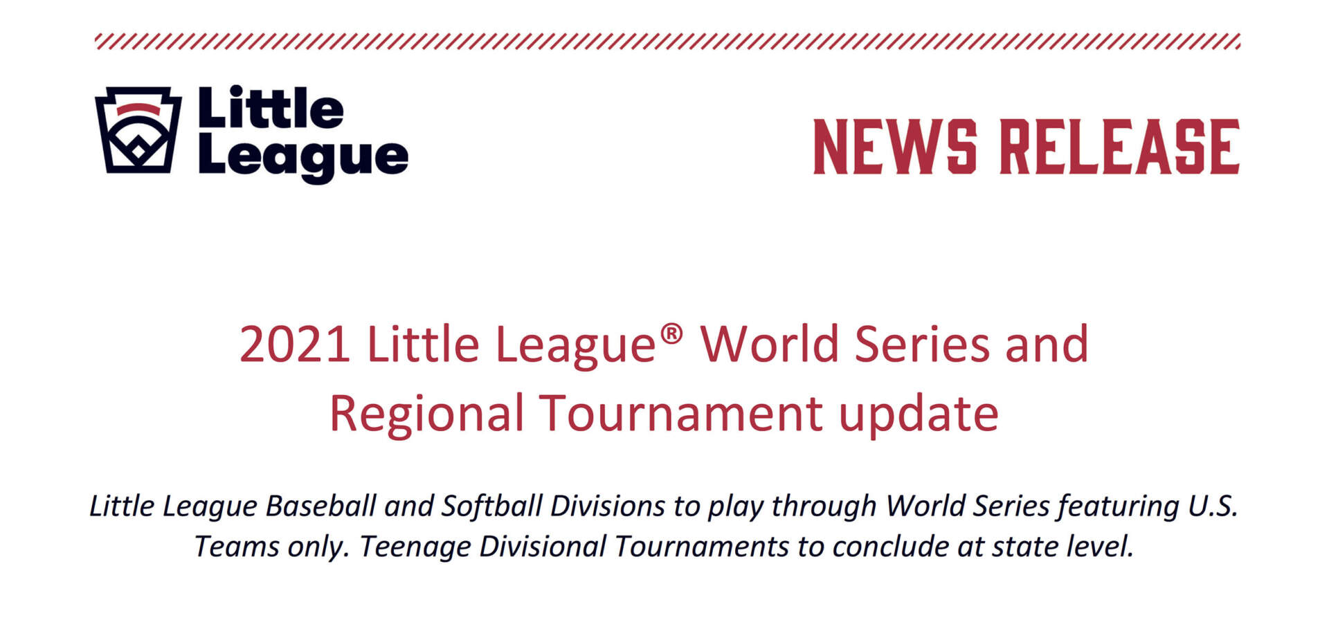 Little League International Press Release Header